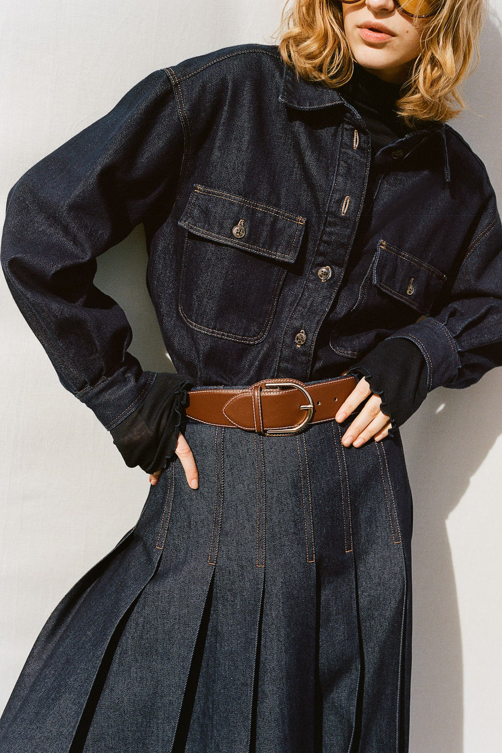 Falda denim tableada - H&m фото 3