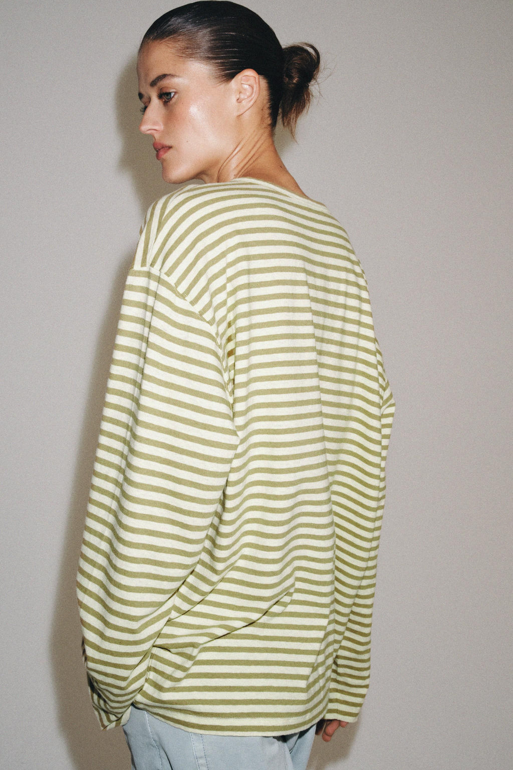 CAMISETA RAYAS ALGOD?N Y LINO / Beige / Tostado