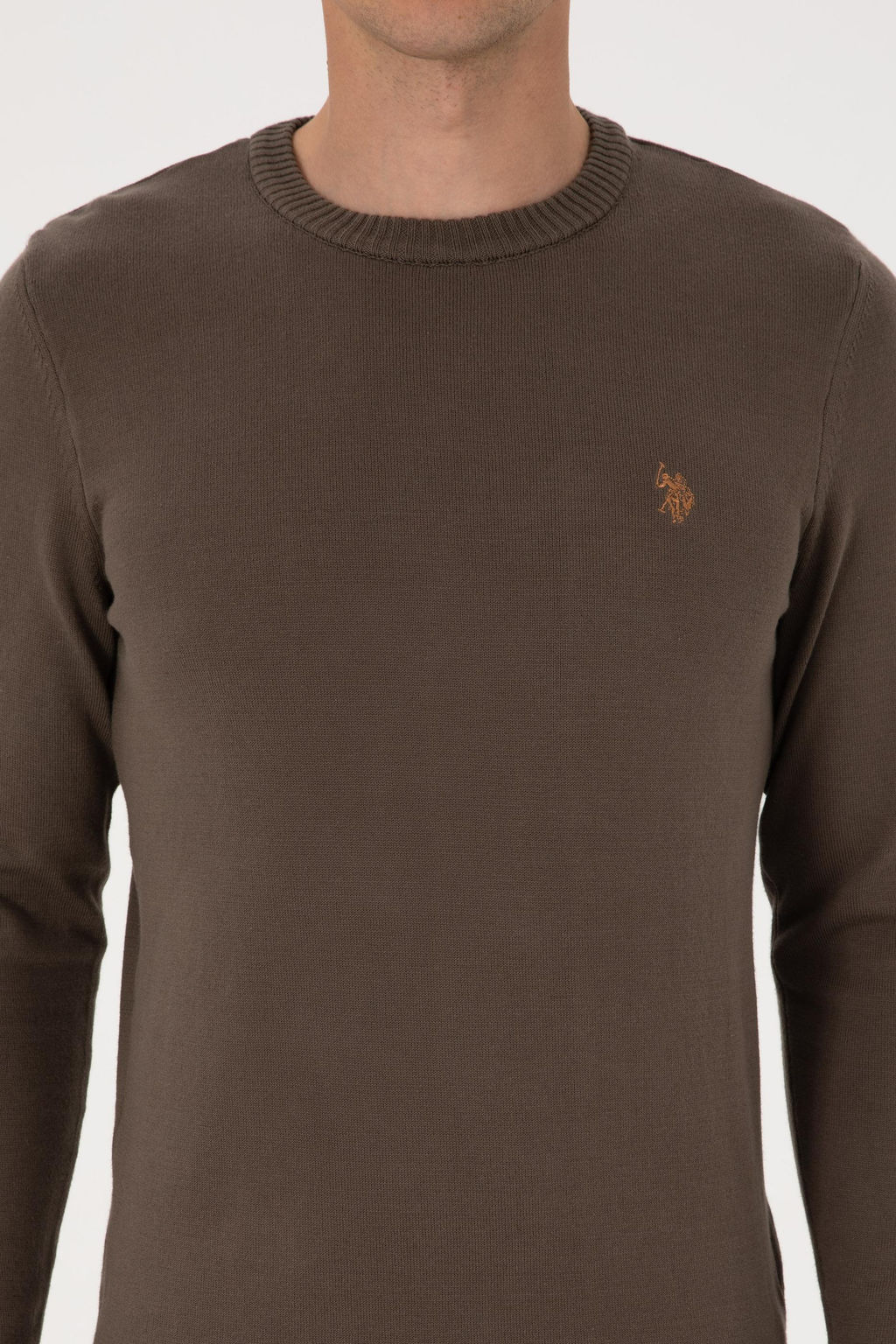 Erkek Slim Fit Bisiklet Yaka Vizon Basic Kazak - U.s. polo assn фото 6