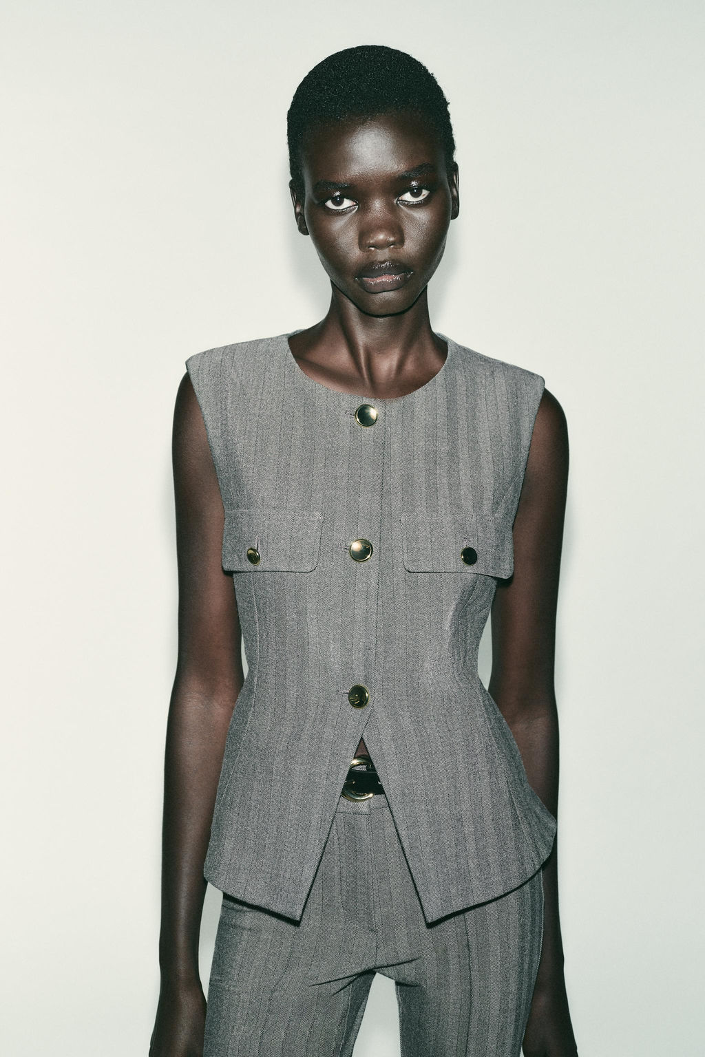 HERRINGBONE FLARED WAISTCOAT - Zara фото 2