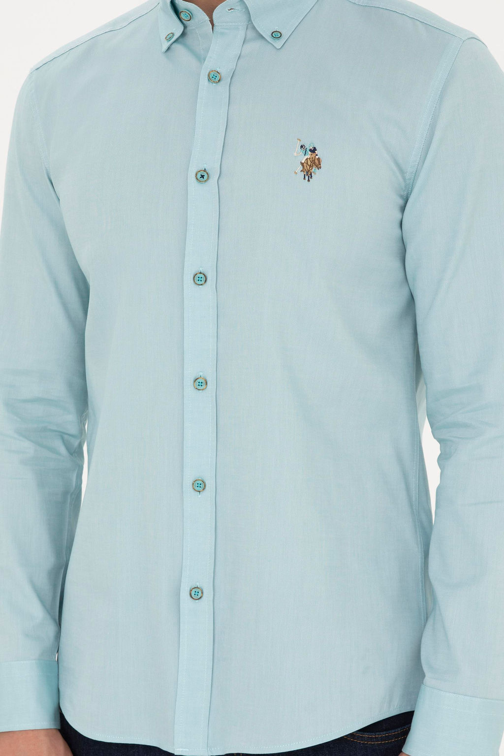 Мужская мятная базовая рубашка с длинным рукавом - U.s. polo assn фото 13
