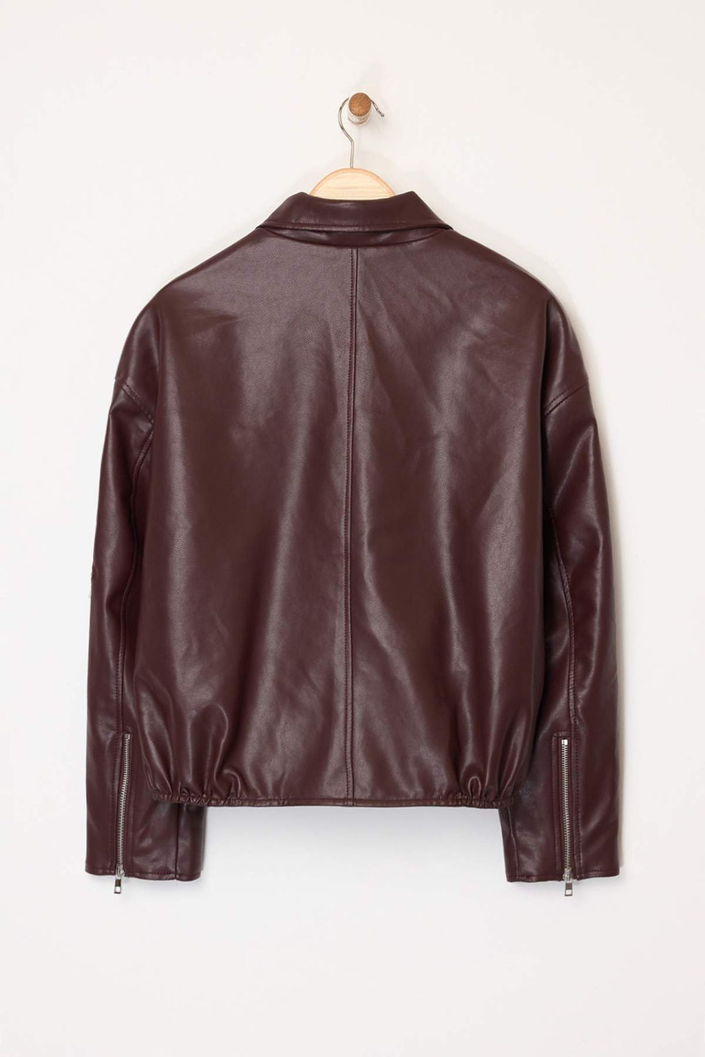 Kahverengi Oversize Kal?p Suni Deri Bomber Ince Ceket Mont TWOAW26MO00053 - Trendyolmilla фото 3