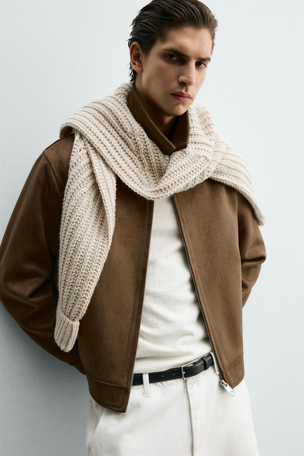 CROPPED FIT FAUX SUEDE JACKET - Zara фото 5