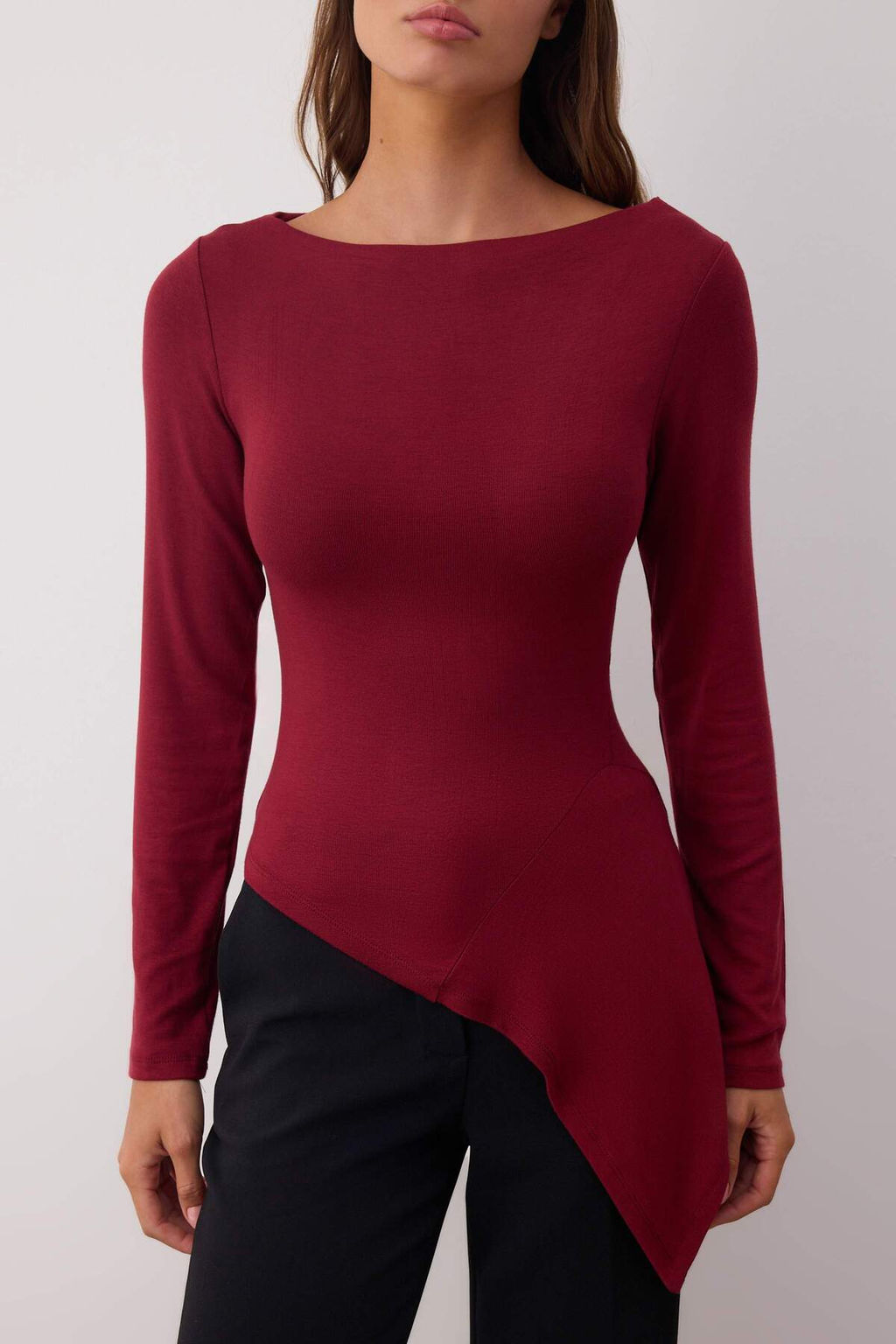 Trendyolmilla Siyah Viskon/Yumusak Kumasl? Asimetrik Esnek Orme Bluz TWOAW25BZ00233  фото 8