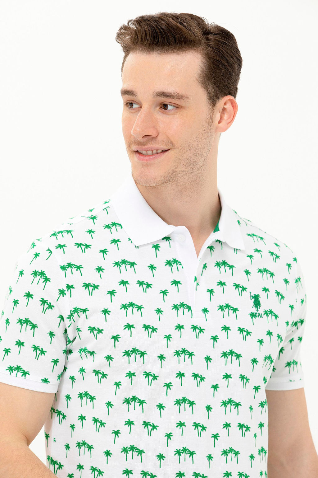 U. S. Polo Assn Мужская зеленая футболка с воротником-поло - U.s. polo assn фото 2