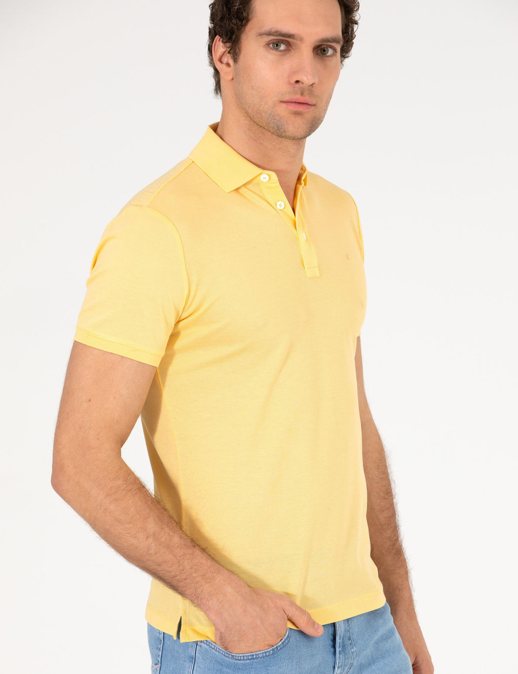 Светло-желтая облегающая базовая футболка - Cacharel фото 2