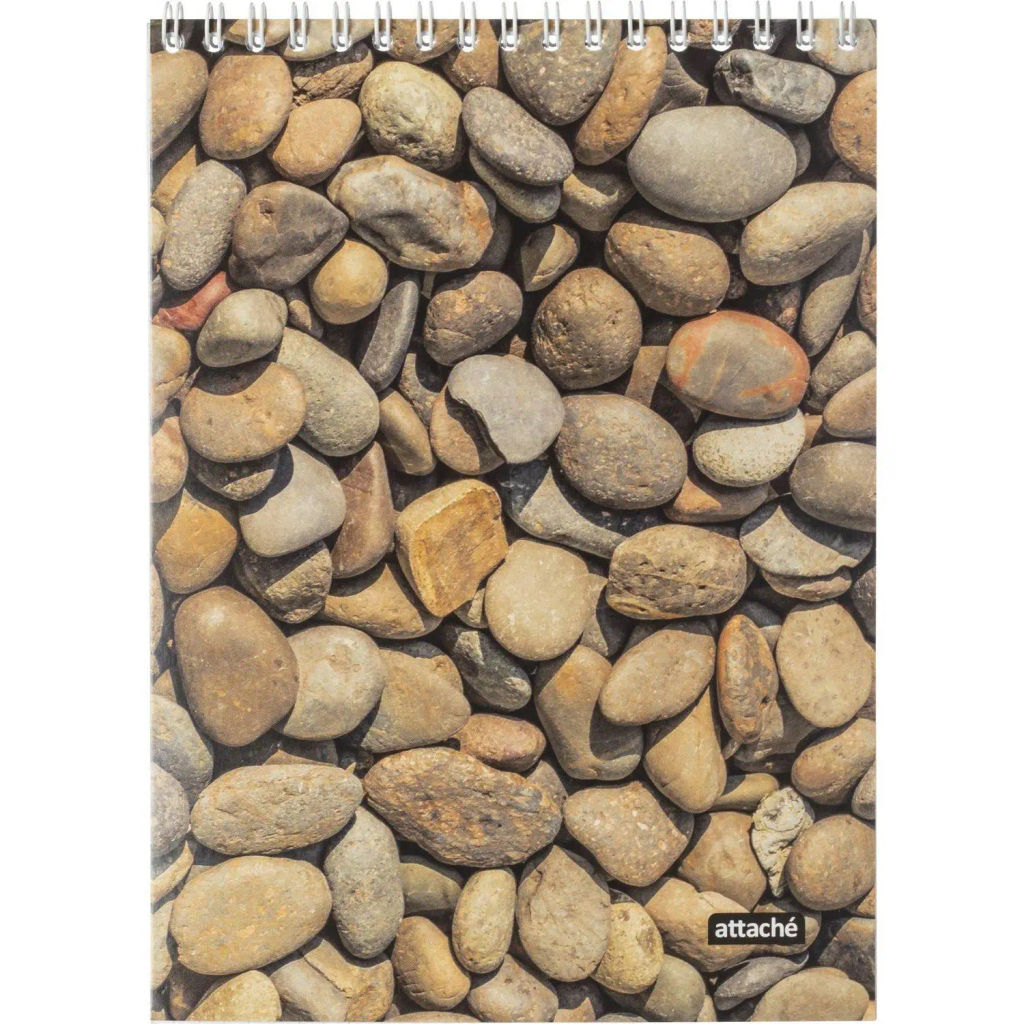 Блокнот А5 50л Attache Текстуры природы Камешки клетка, греб, ВД-лак  фото 2