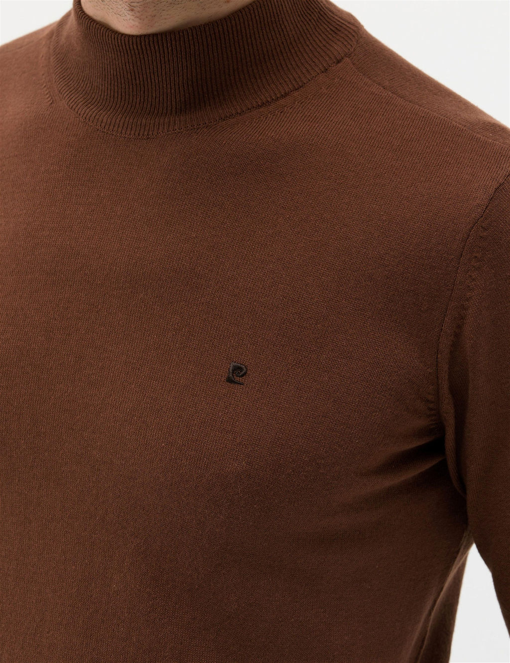 Kahverengi Slim Fit Yar_m Bal_k__ Yaka Basic Triko Kazak - Pierre cardin фото 7