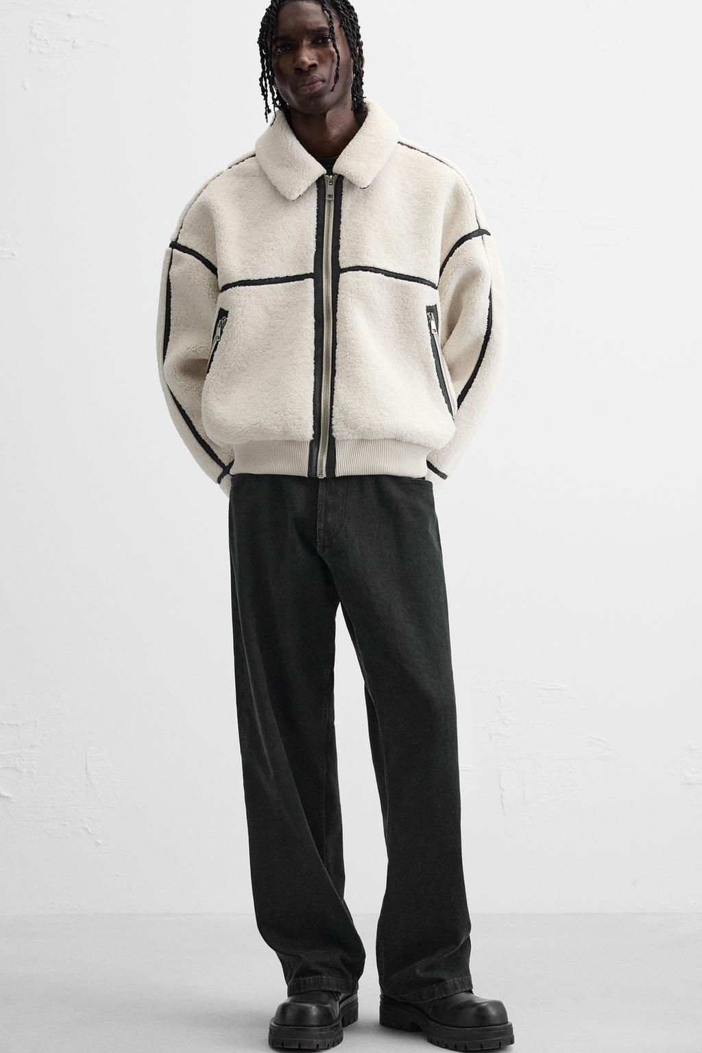 CONTRAST FAUX SHEARLING JACKET - Zara фото 13