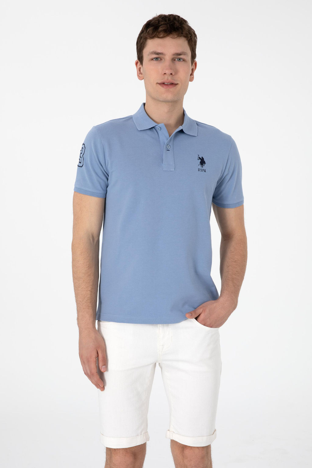 Erkek Slim Fit Polo Yaka Mavi Basic Ti__rt Sepette S_rpriz _ndirim - U.s. polo assn фото 8