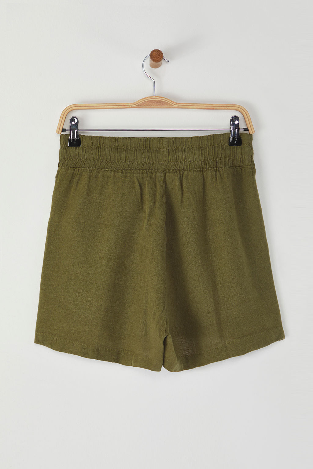 Haki %100 Keten Beli Lastikli Yuksek Bel Sort TWOSS26SR00019 - Trendyolmilla фото 8