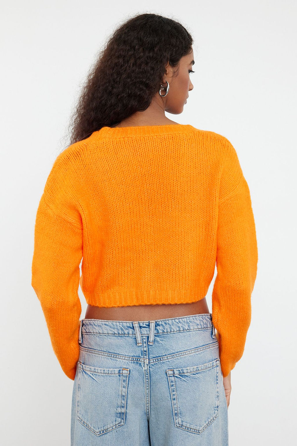 Turuncu Yumusak Dokulu Desenli Triko H?rka TWOAW22HI0026