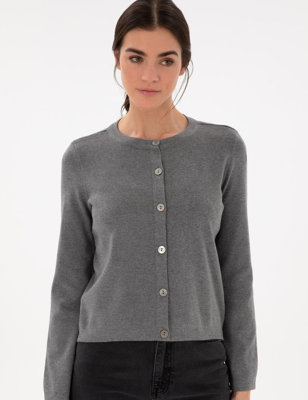 Gri Melanj Slim Fit Triko H_rka