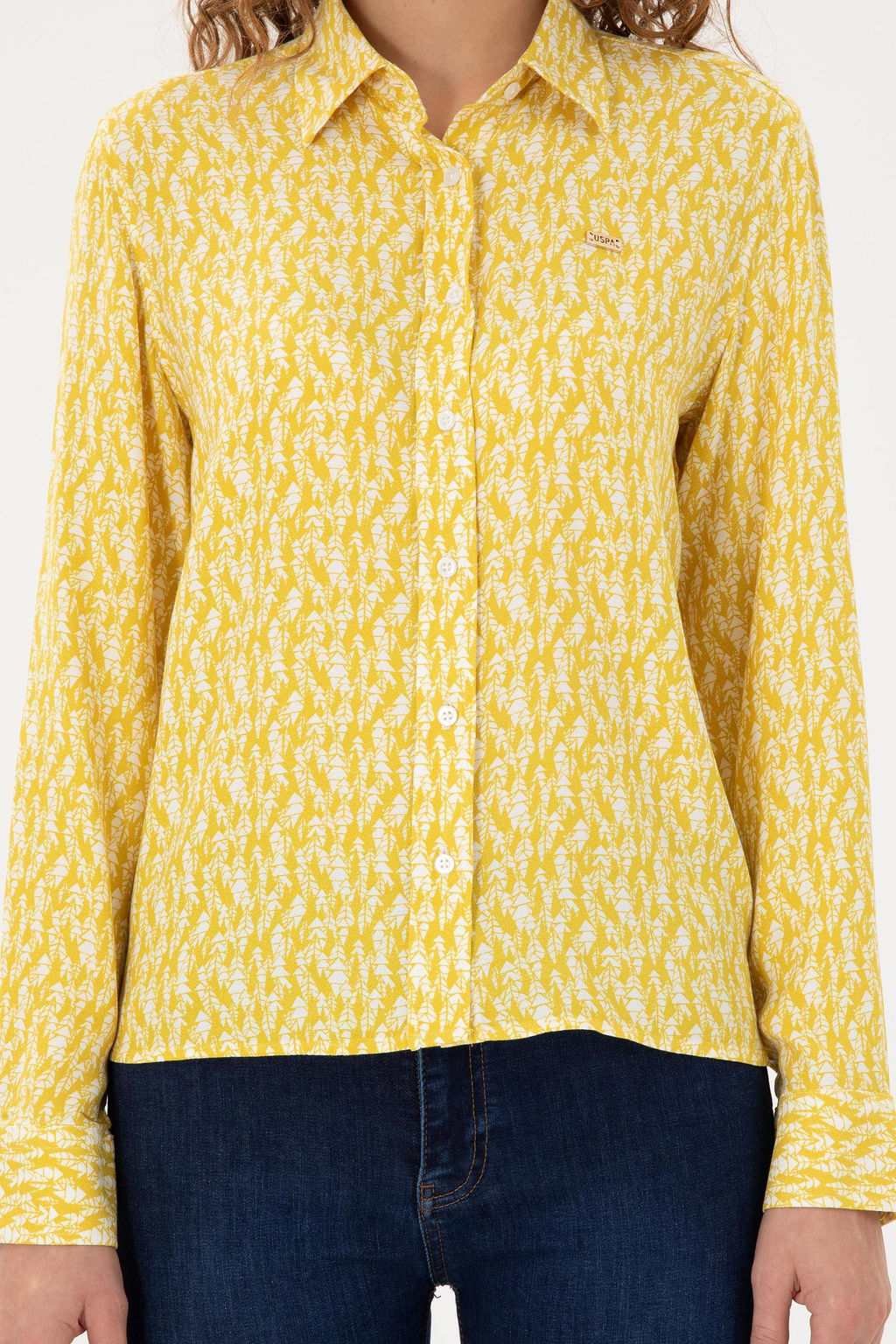 Женская желтая рубашка с длинным рукавом Неожиданная скидка в корзине - U.s. polo assn фото 6