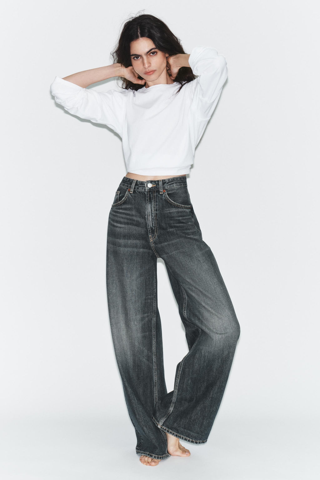 TRF EXTRA WIDE-LEG HIGH-WAIST JEANS - Zara фото 9