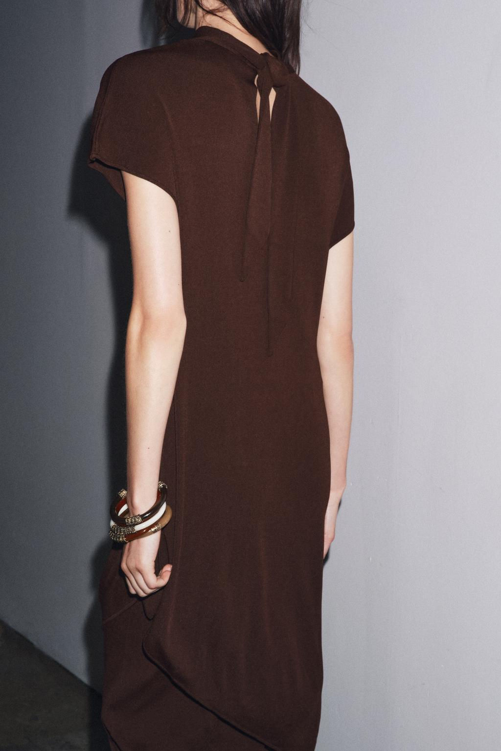 MIDI TUNIC DRESS WITH BOW - Zara фото 3