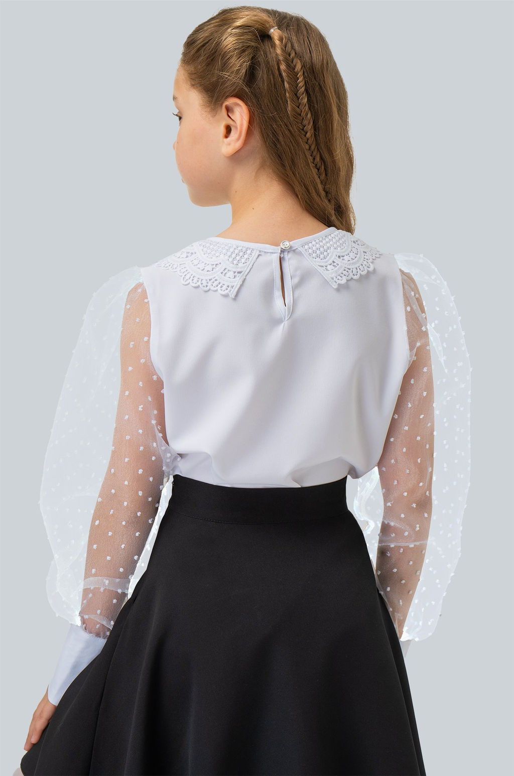 Нарядная блузка для девочки с длинным рукавом Happy Fox  фото 7