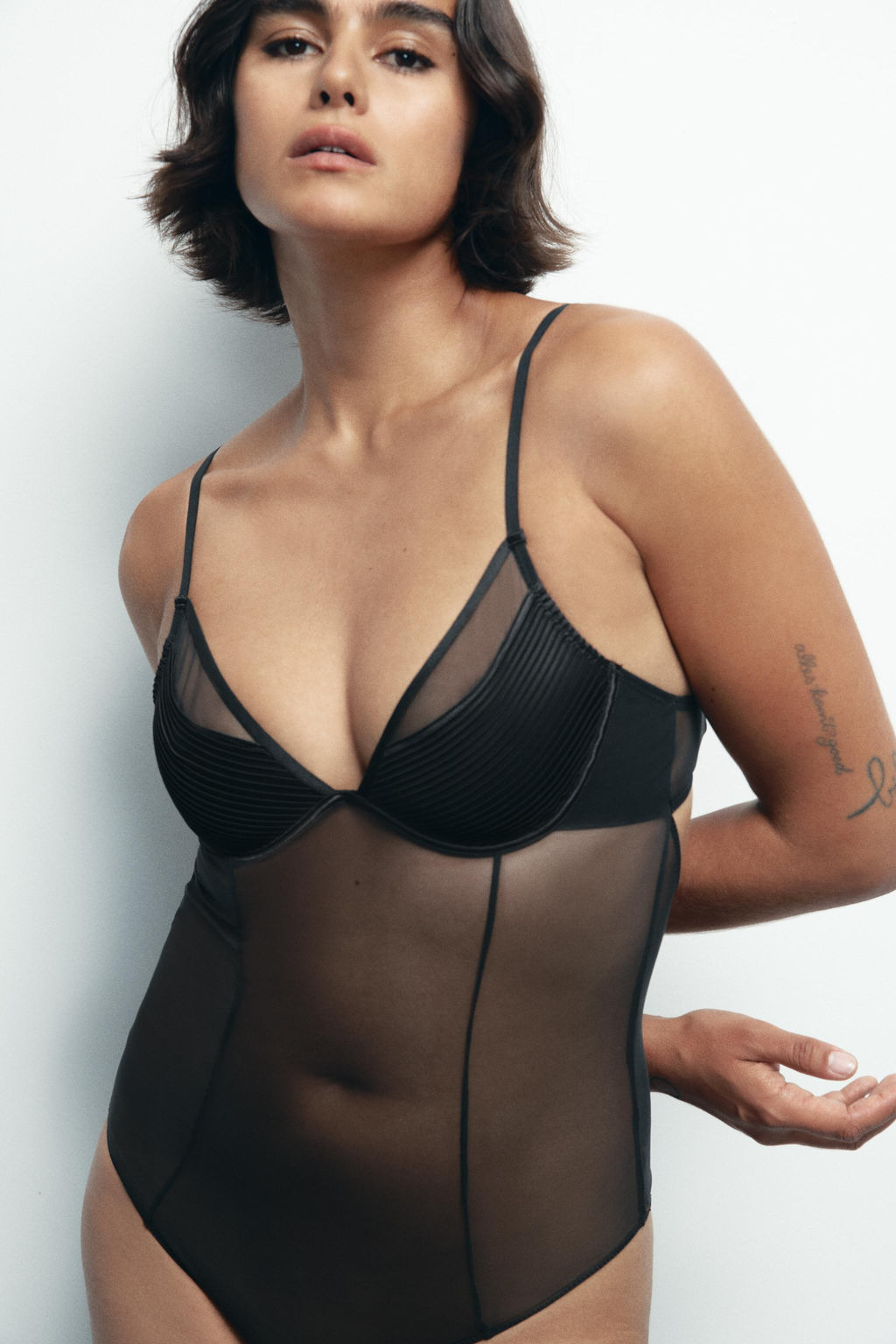 SEMI-SHEER PLEATED BODYSUIT - Zara фото 2