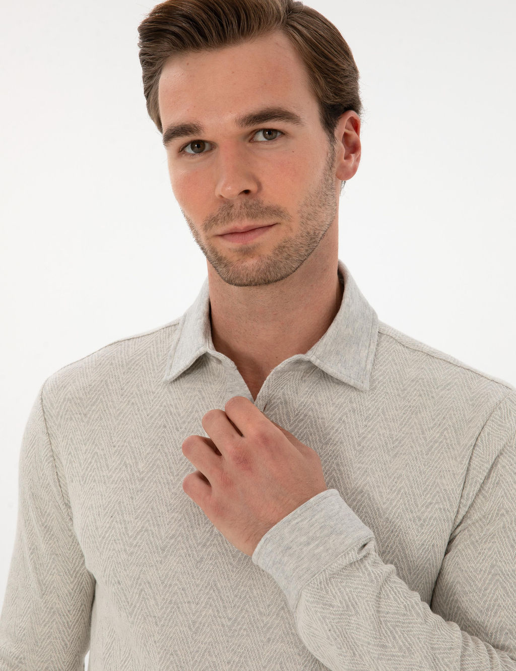 Ta_ Regular Fit Pamuk Kar___ml_ Polo Yaka Sweatshirt