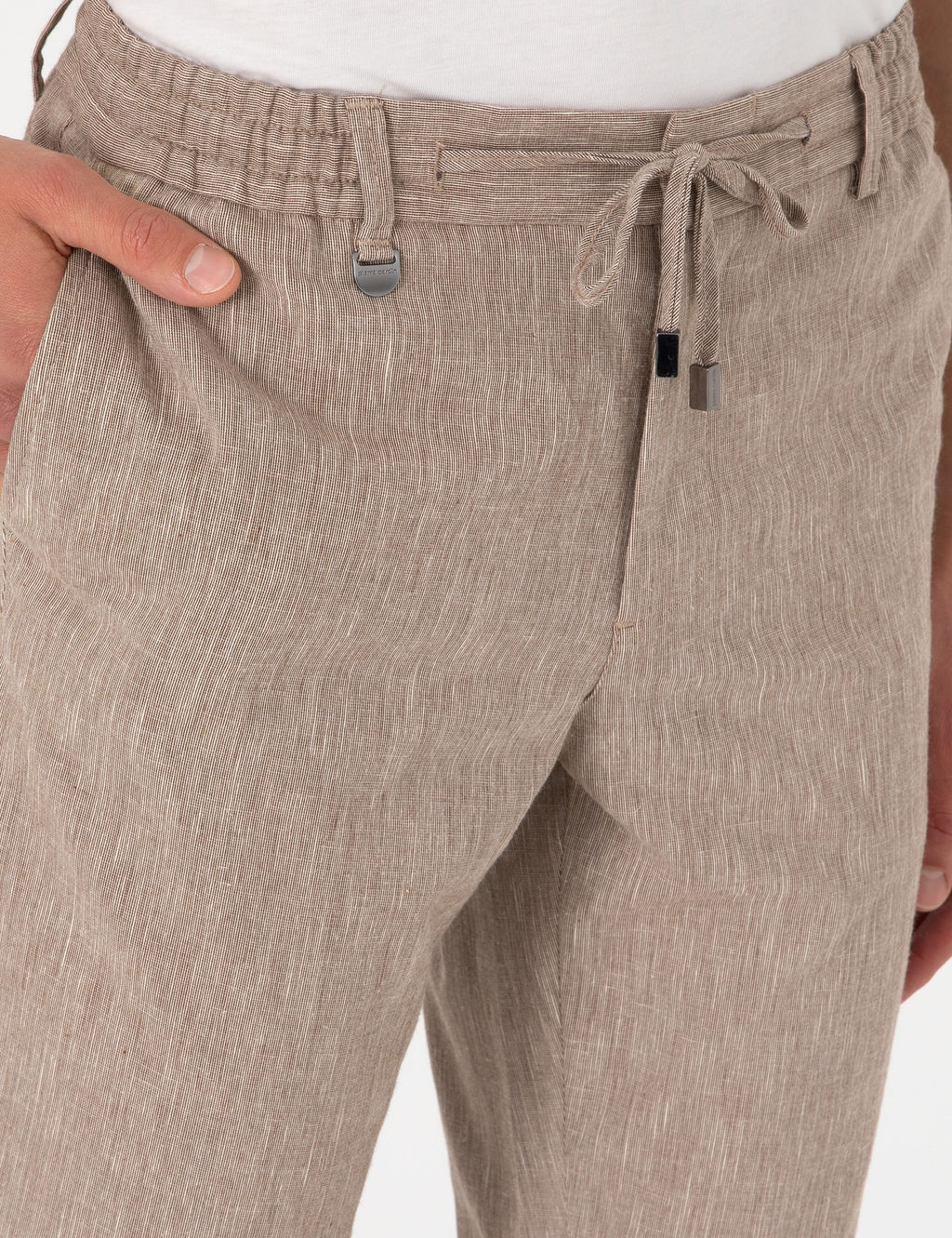 A__k Kahverengi Ex. Slim Fit Keten Kar___ml_ Pantolon