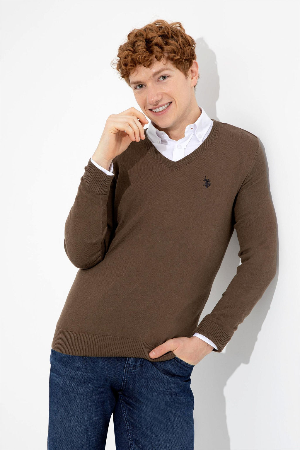 Мужской кокосовой v -neck Основной вязаной неожиданный сюрприз скидка в корзине - U.s. polo assn фото 3