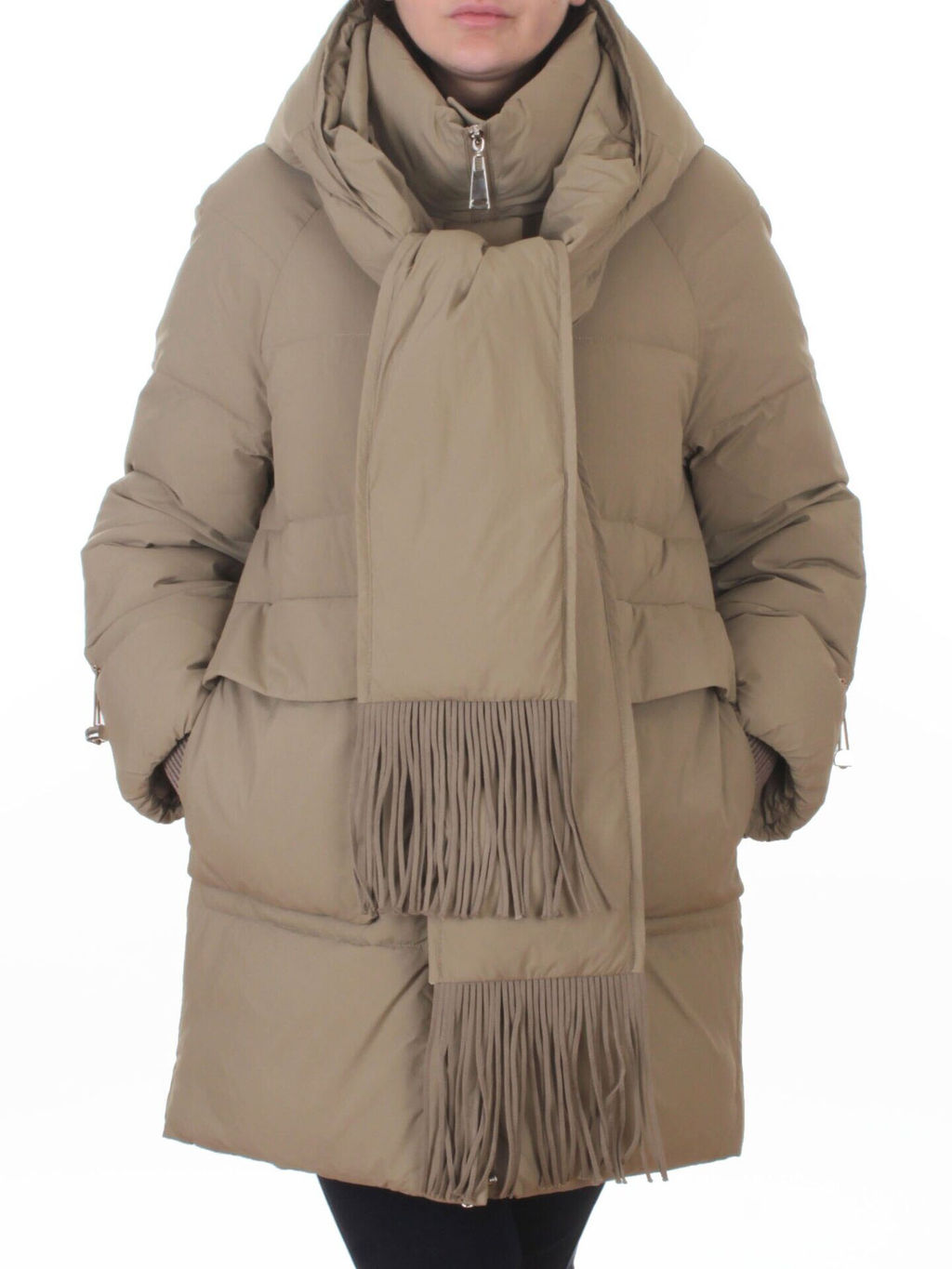 H781 DK. BEIGE Куртка зимняя женская (200 гр. холлофайбер) - Фабричный китай фото 3