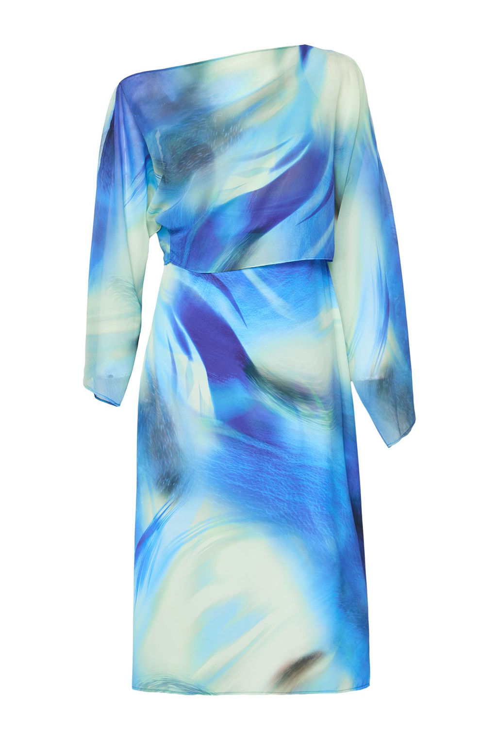 TRENDYOLMILLA Mavi Soyut Desenli Duz Kesim Pelerin Detayl? Maxi Astarl? Sifon Dokuma Elbise TWOSS25EL00014 фото 6