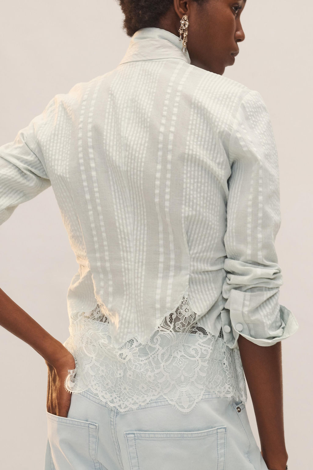 CAMISA ENCAJE LAZADAS LIMITED EDITION / Verde agua - Zara фото 5