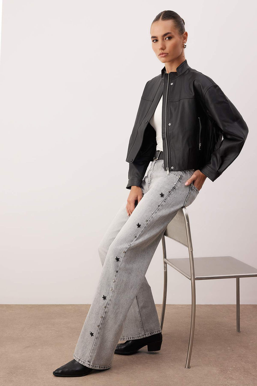 Gri Normal Bel Wide Leg Jeans TWOAW26JE00262 - Trendyolmilla фото 2