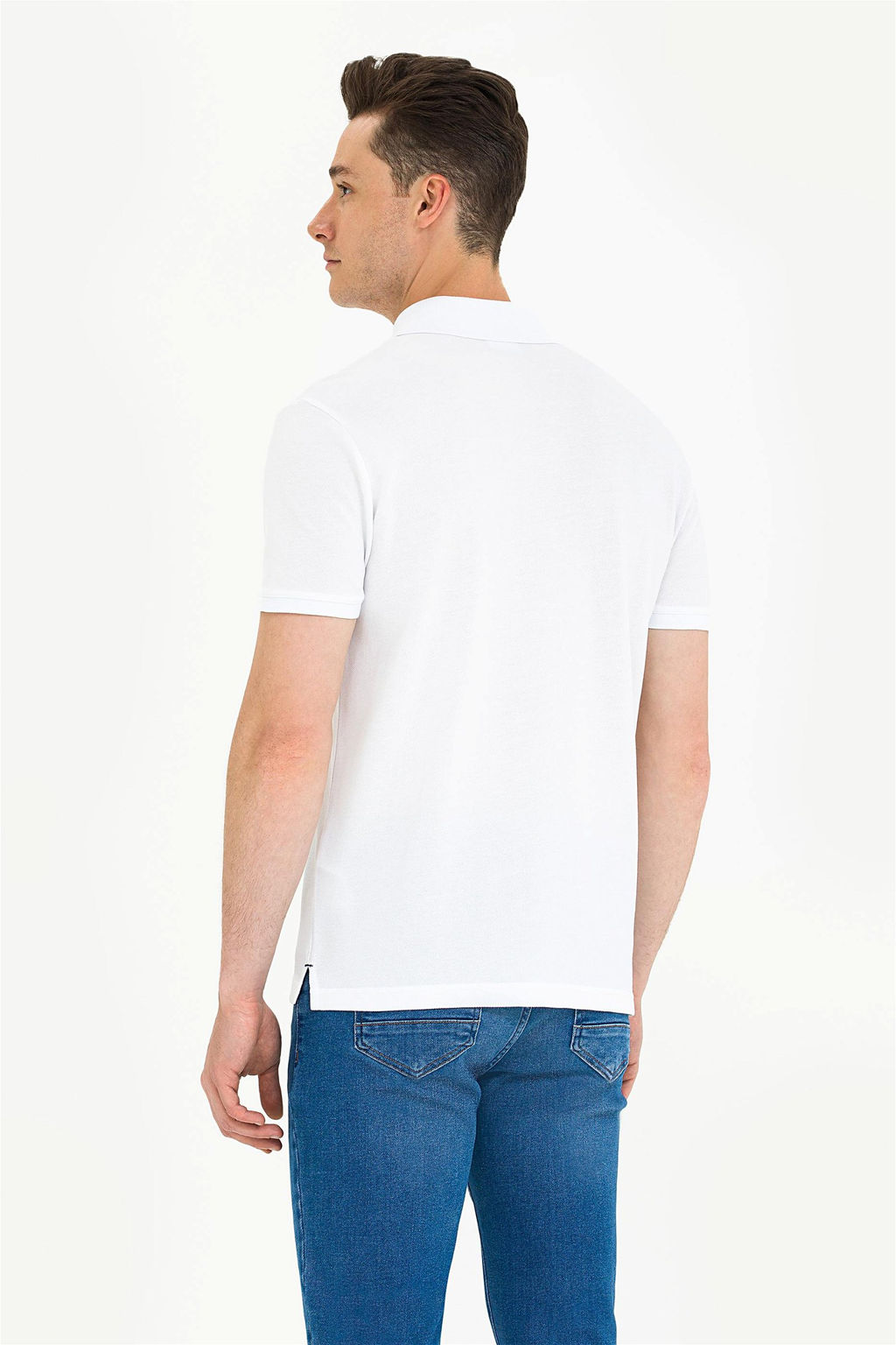 Мужская белая базовая футболка с воротником-поло - U.s. polo assn фото 12