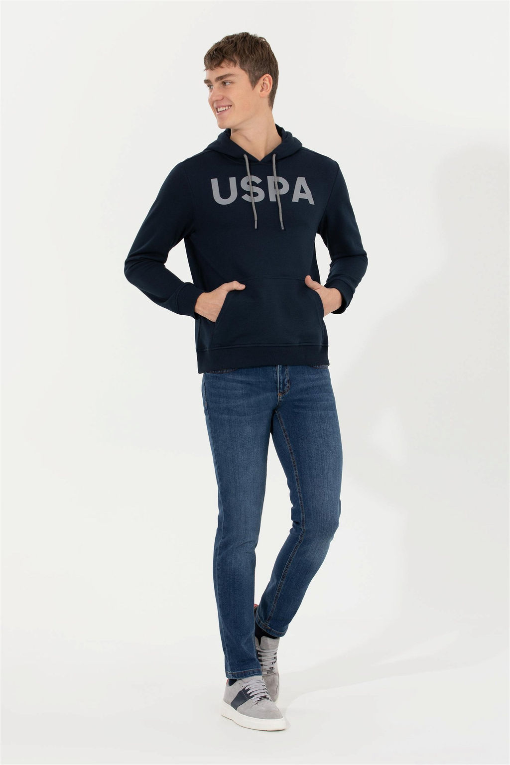 Мужская темно-синяя толстовка с капюшоном Basic - U.s. polo assn фото 10