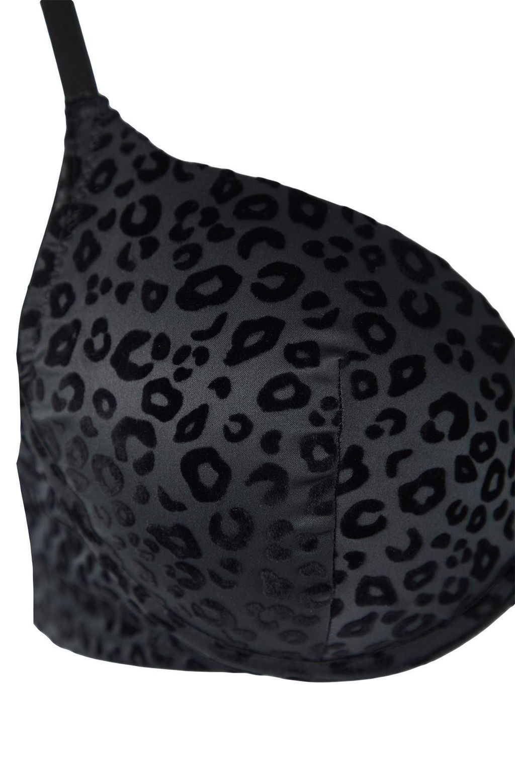 Siyah Tekli Micro Balenli Leopar Sabit Kap T-Shirt Bra Sutyen THMAW26SU00011