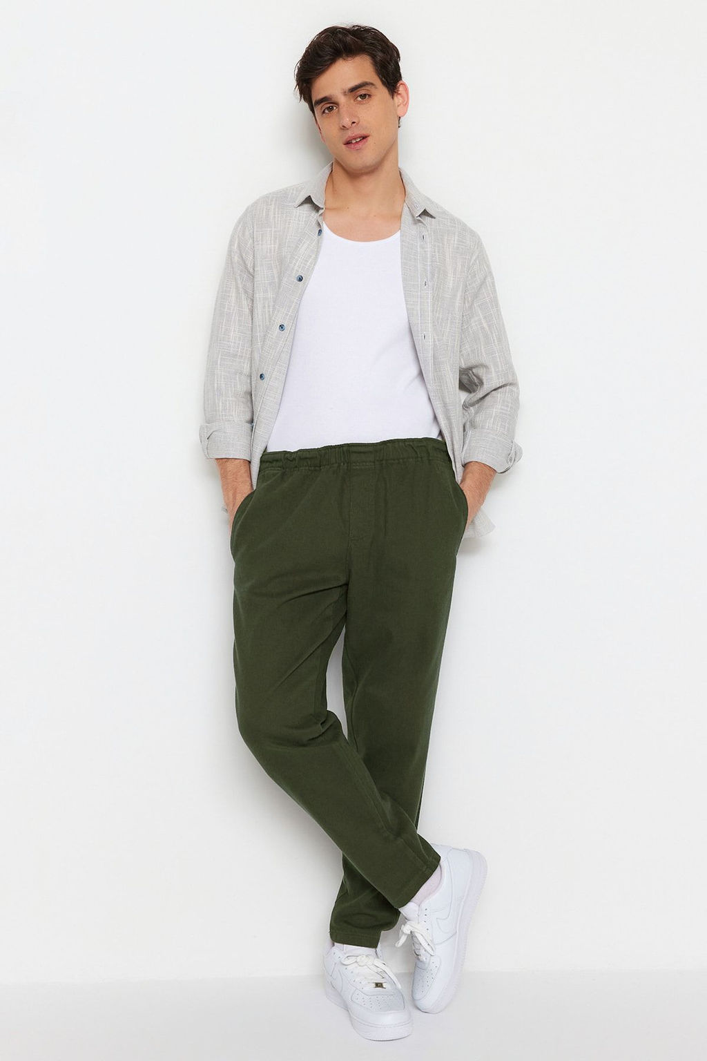 Lacivert Regular Fit Lastik Belli Gabardin Pantolon TMNSS23PL00033 - Trendyolmilla фото 27