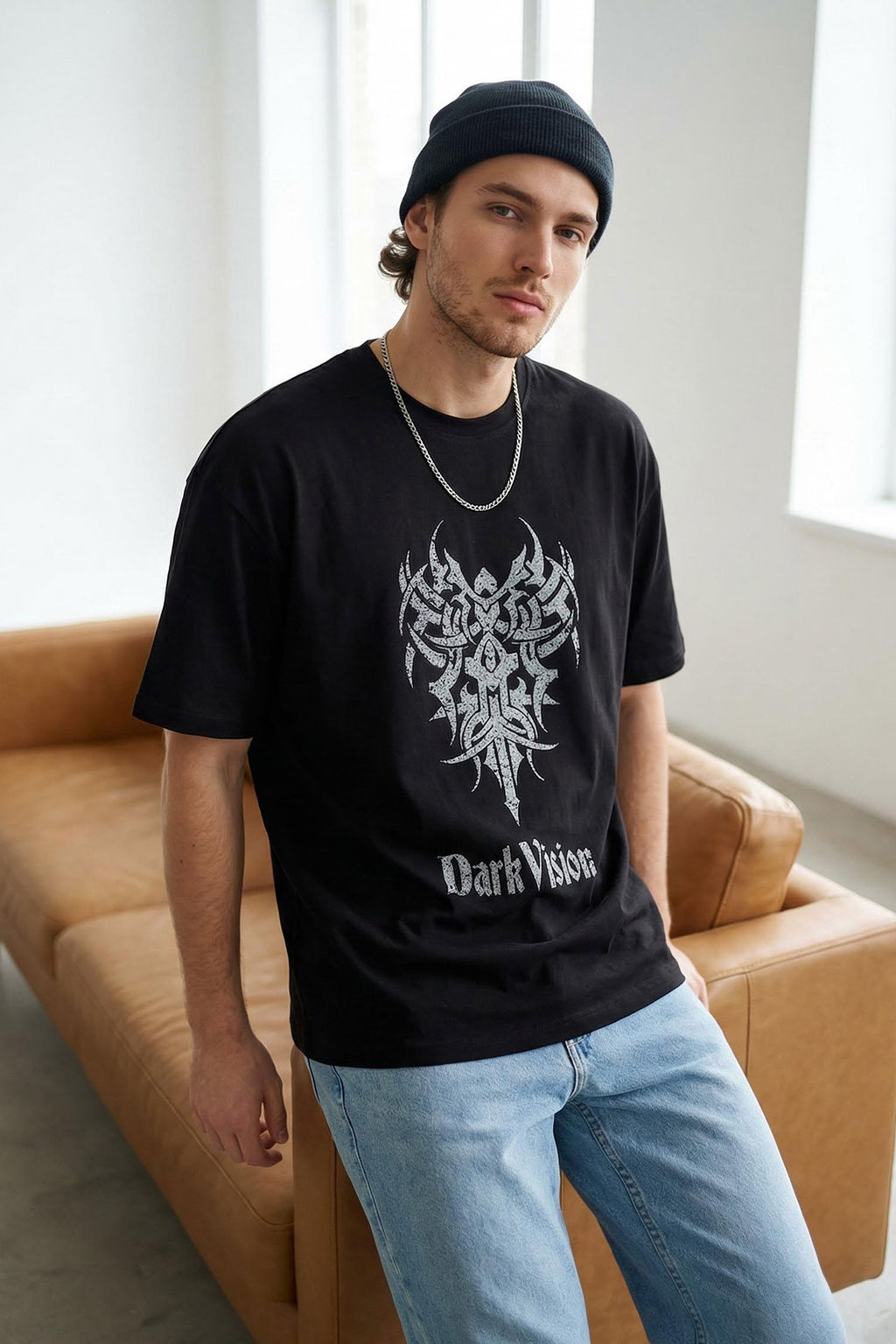 TRENDYOL MAN Siyah Oversize/Genis Kesim Bisiklet Yaka Bask?l? %100 Pamuk T-Shirt TMNSS25TS00168 - Trendyolmilla фото 6