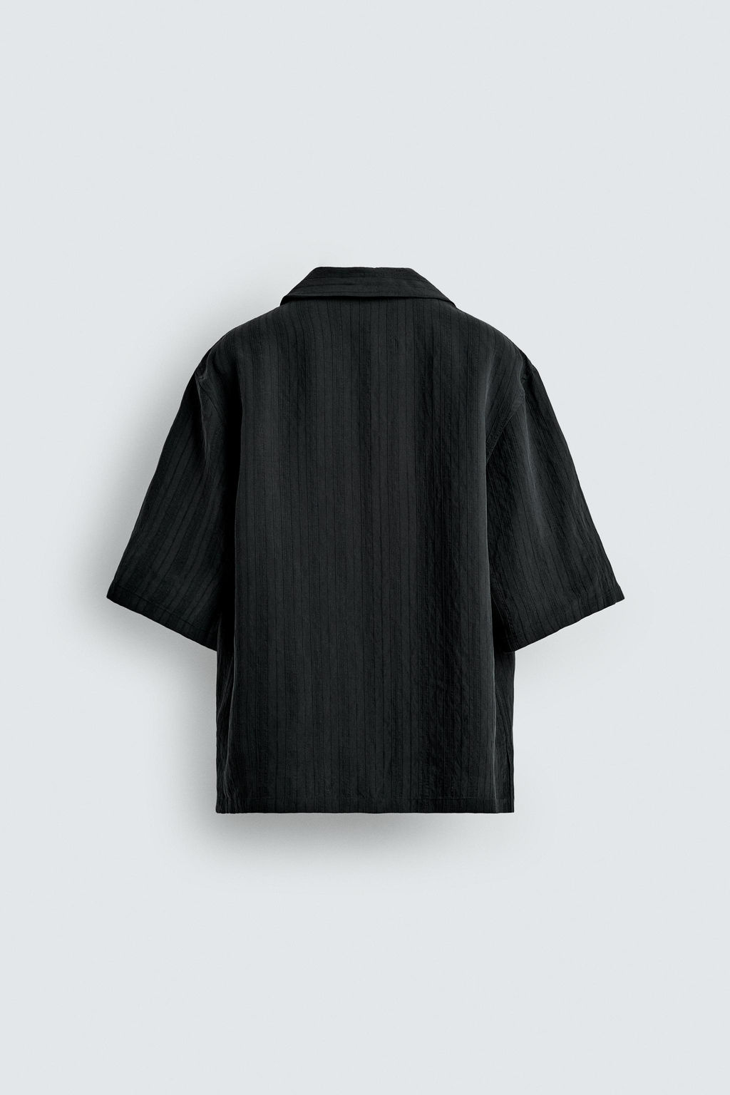 CAMISA BOXY FIT JACQUARD RAYAS / Negro - Zara фото 8
