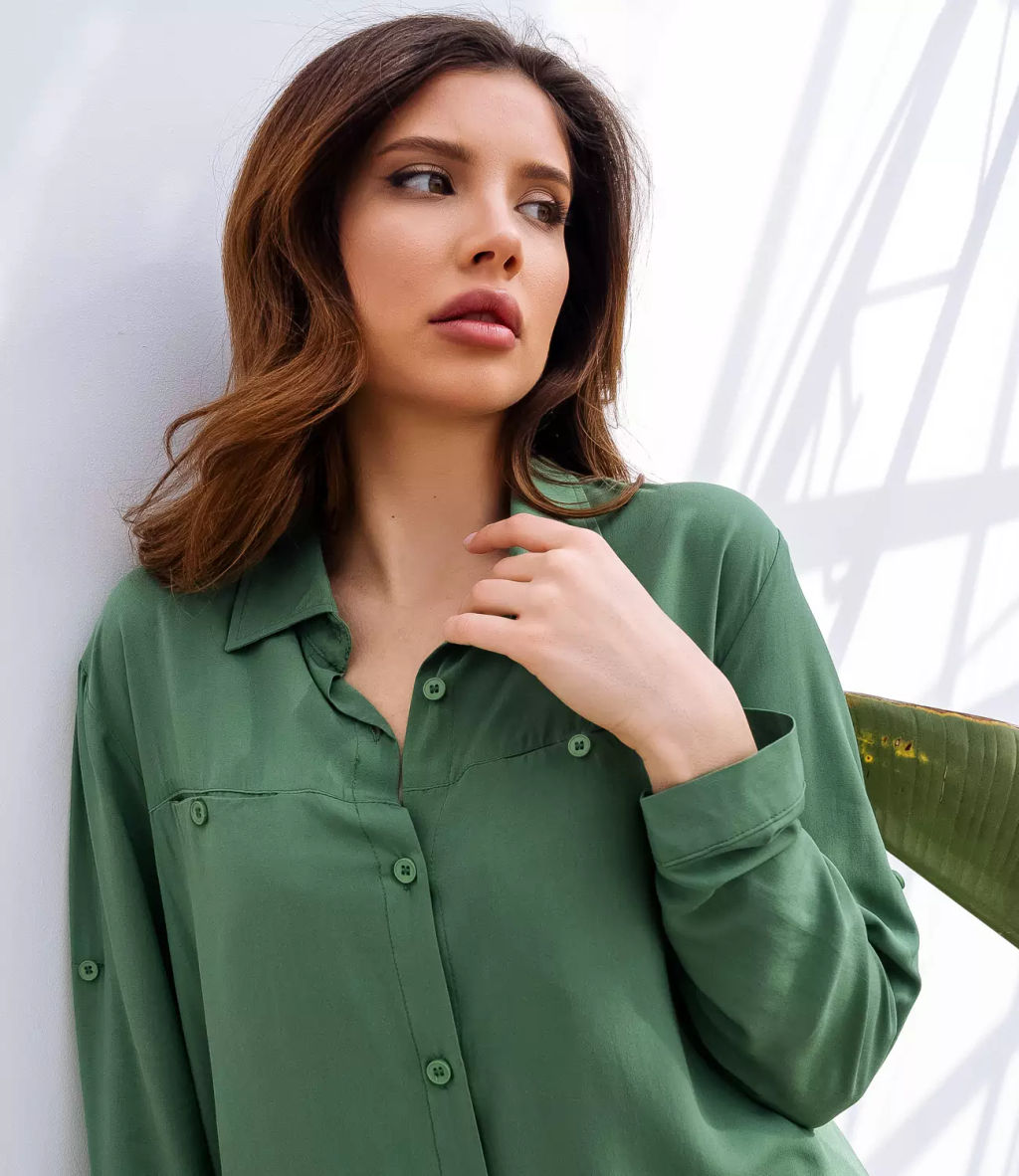 Рубашка #КТ7089, зелёный - Dommod фото 5