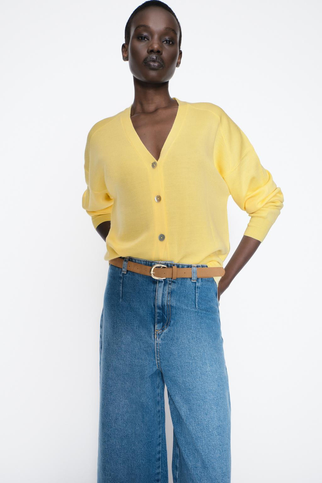 Z1975 WIDE-LEG CROPPED HIGH-WAIST BELTED JEANS - Zara фото 2