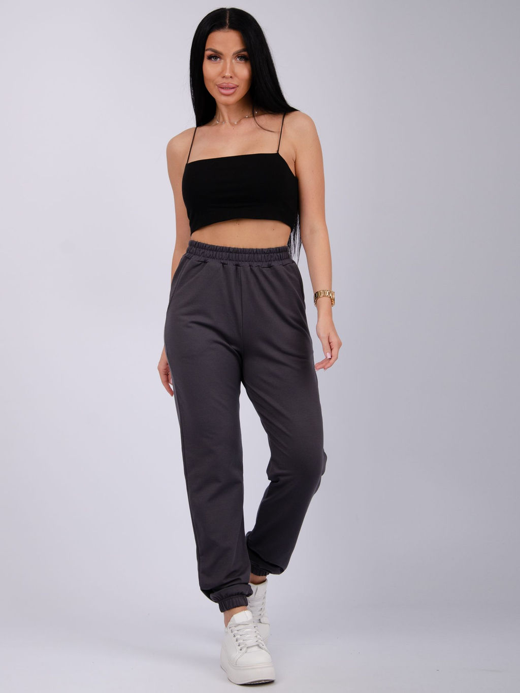 Джоггеры "Селена" серые, футер 2-х нитка начес