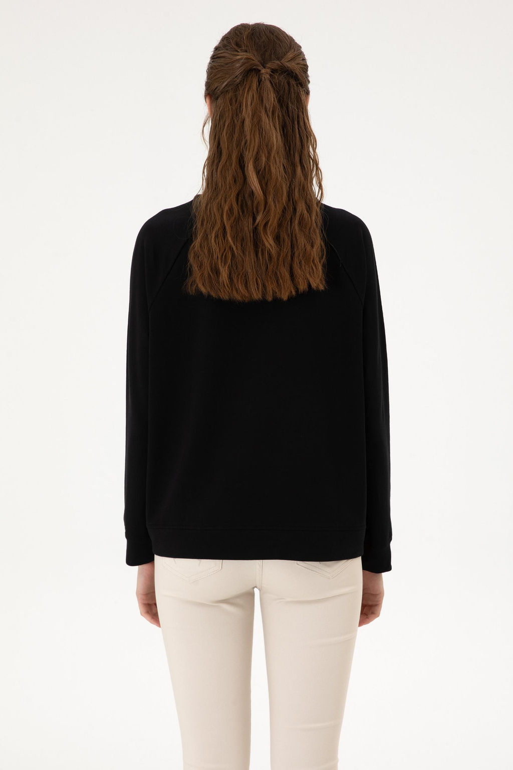 Kad_n Siyah Regular Bisiklet Yaka Basic Sweatsh_rt