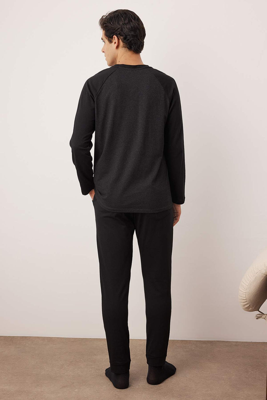 TRENDYOL MAN Siyah-Antrasit Regular Fit Bask?l? Reglan Kol Orme Pijama Tak?m? TMNAW23PT00032 - Trendyolmilla фото 19