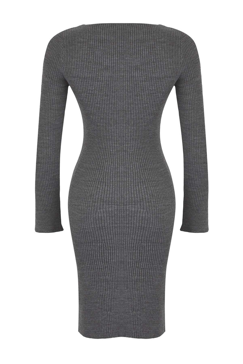 Siyah V Yaka Duz K?sa / Mini V Yaka Bodycone Triko Elbise TWOAW26EL00052 - Trendyolmilla фото 6