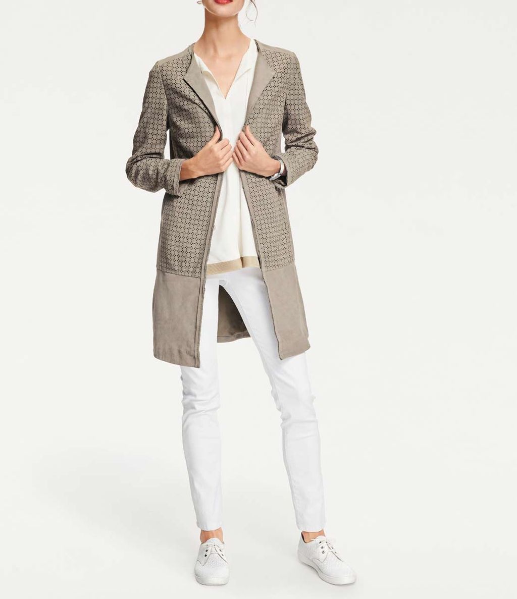 Кожаное пальто, песочное - Linea tesini фото 3