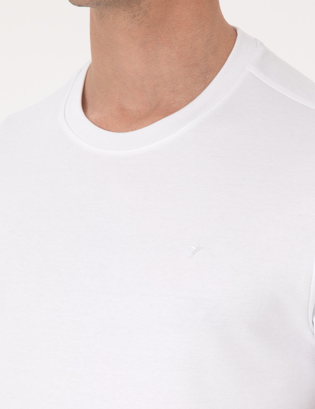 Beyaz Regular Fit %100 Pamuk Bisiklet Yaka Basic T-shirt