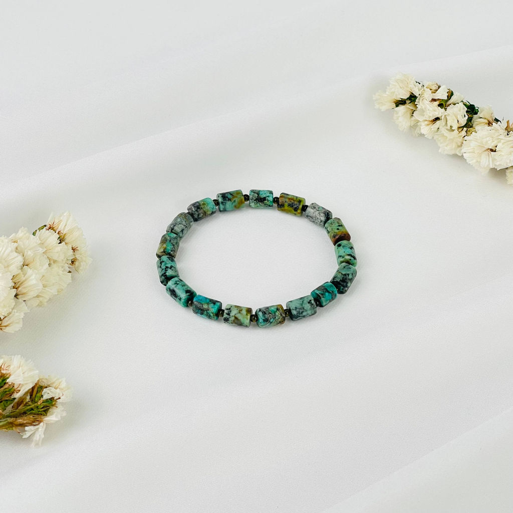 Браслет из Хризоколлы и Обсидиана 17 см