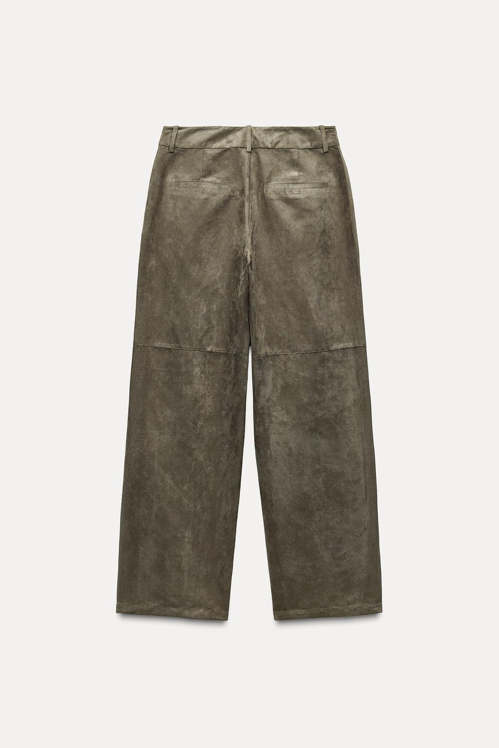 FAUX SUEDE STRAIGHT-LEG TROUSERS - Zara фото 9