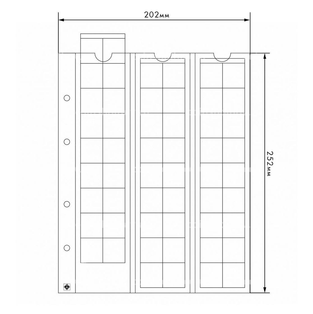Лист для 54 монет диаметром до 20 мм формат Optima LEUCHTTURM 315033