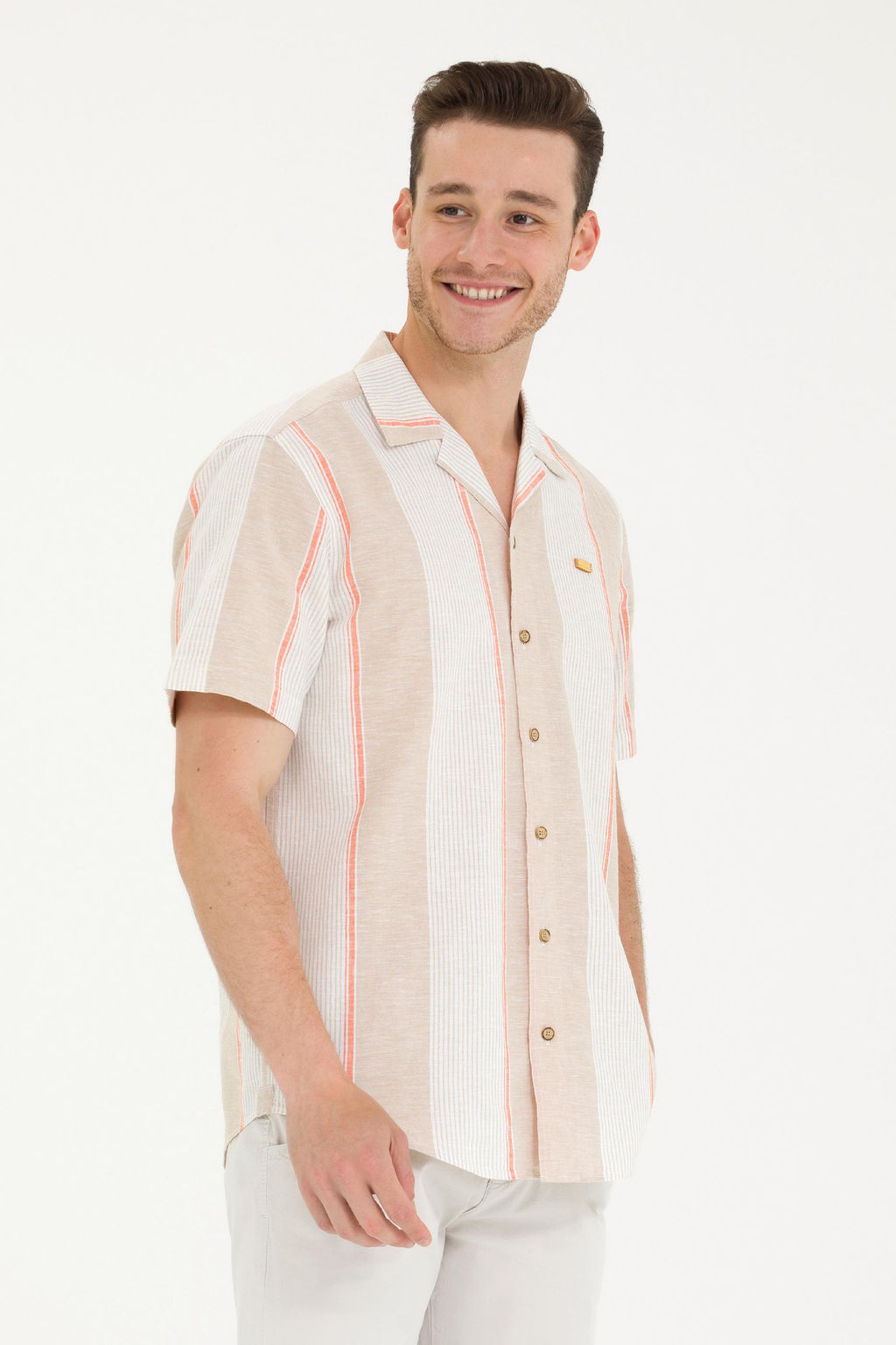 U. S. Polo Assn / Мужская рубашка Camel с коротким рукавом