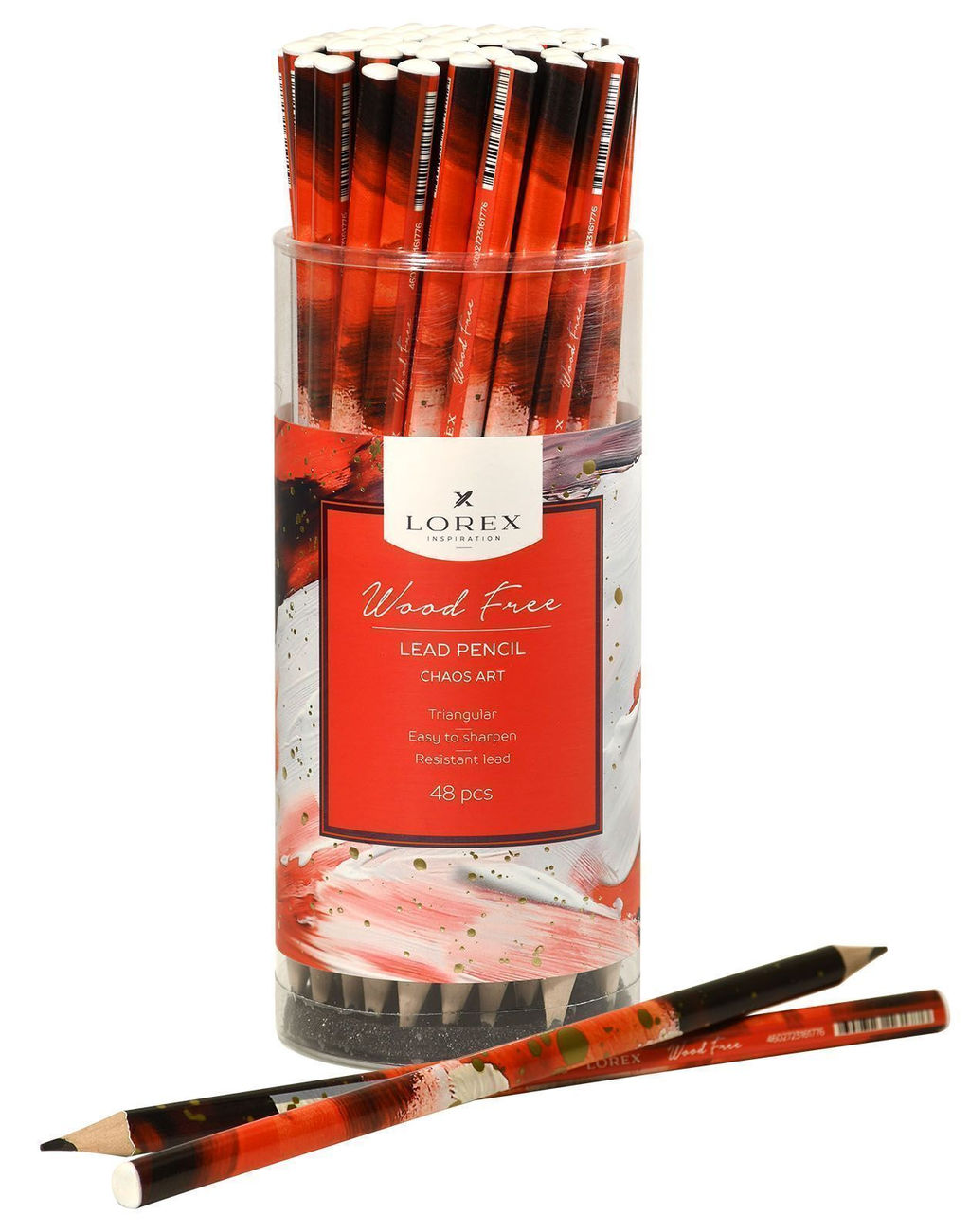 Цена за 10 шт.Карандаш чернографитный пластик LOREX WOOD FREE CHAOS ART НВ заточенный трехгранный тубус ...