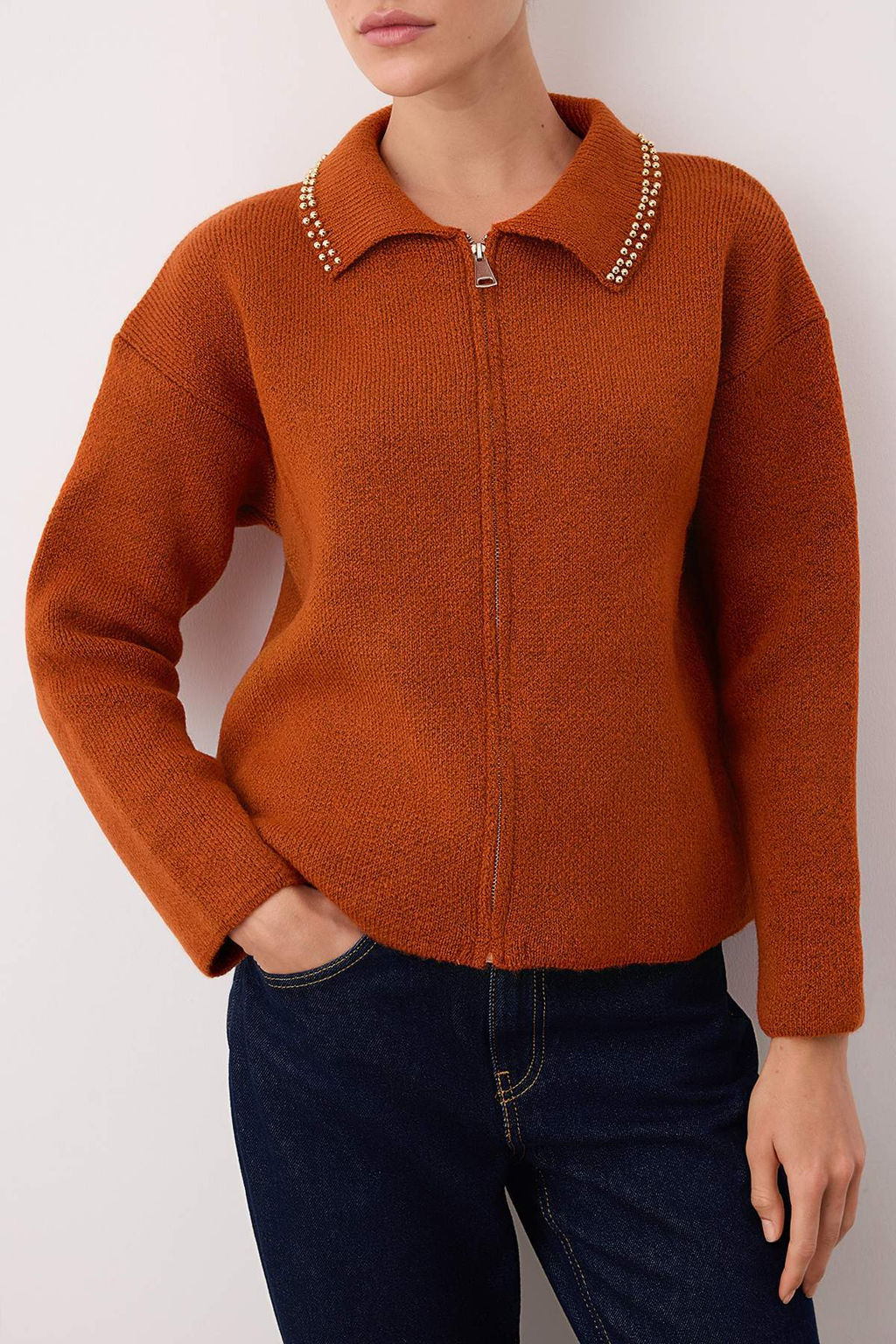 Koyu Antrasit Incili Genis Kal?p Triko H?rka TWOAW26HI00160 - Trendyolmilla фото 8