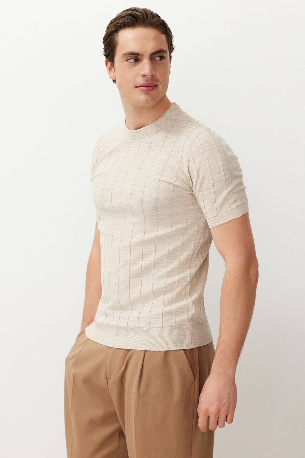 TRENDYOL MAN Lacivert Slim-Dar Fit Pamuklu Bisiklet Yaka Basic Triko T-shirt TMNSS24TS00250 - Trendyolmilla фото 12